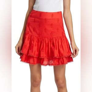 NWT Farm Rio Red 3D Embroidered Pineapple Skirt